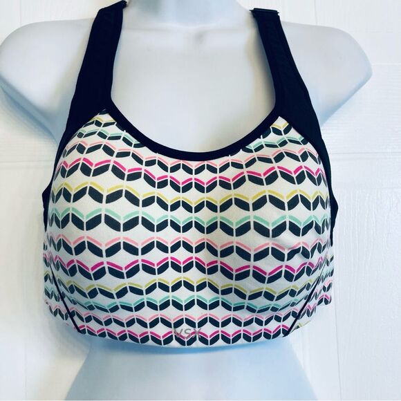 Victoria’s Secret VSX The Standout‎ Sport Bra 34C White Chevron Maximum Support - Picture 1 of 8